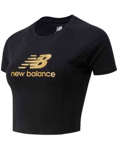 New Balance Femmes T-Shirt Nb Athletics Podium En, Cotton, Taille - Noir