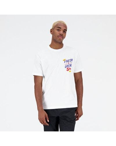 New Balance Homme Essentials Reimagined Graphic Cotton Jersey Short Sleeve T-Shirt En, Taille - Blanc