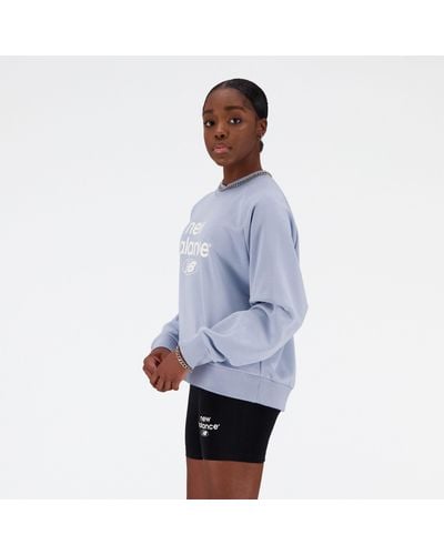 New Balance Essentials Reimagined Archive French Terry Crew Neck In Cotton - Blue