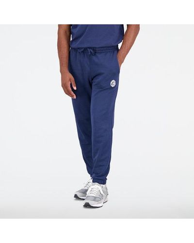 New Balance Homme Pantalons Nb Hoops Essentials Fundamental En, Cotton Fleece, Taille - Bleu