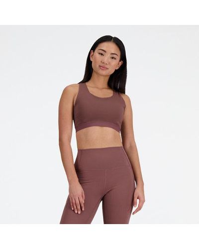 New Balance Femme Nb Sleek Medium Support Pocket Sports Bra En, Poly Knit, Taille - Violet