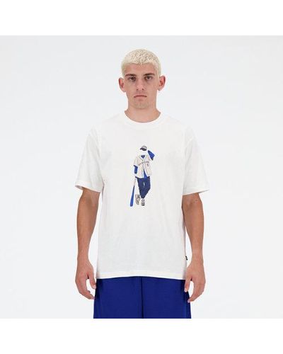 New Balance Homme Athletics Baseball T-Shirt En, Cotton, Taille - Blanc