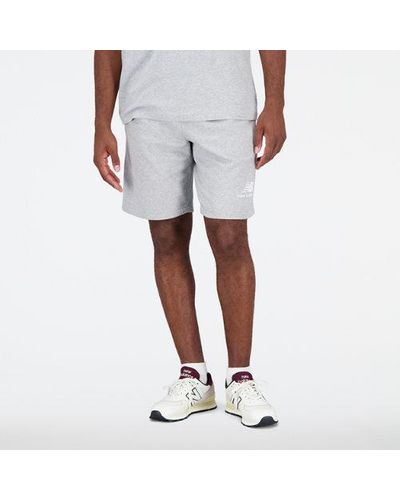 New Balance Homme Short Essentials Stacked Logo French Terry En, Cotton Fleece, Taille - Blanc