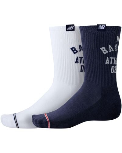 New Balance Lifestyle Midcalf Socks 2 Pack - Blue
