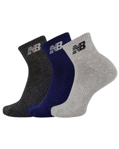 New Balance Polycotton Cushion Ankle Sock 3 Pack En, Poly Knit, Taille - Bleu