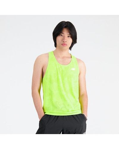 New Balance Homme Q Speed Jacquard Singlet En, Poly Knit, Taille - Vert