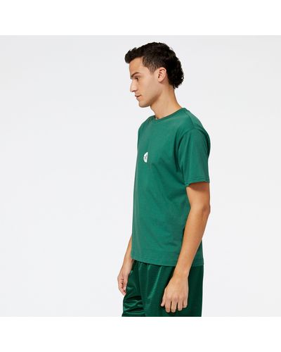 New Balance Nb Hoops Fundamentals T-shirt In Cotton - Green