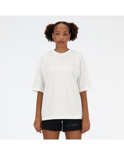 New Balance Femme Hyper Density Jersey Oversized T-Shirt En, Cotton Jersey, Taille - Blanc