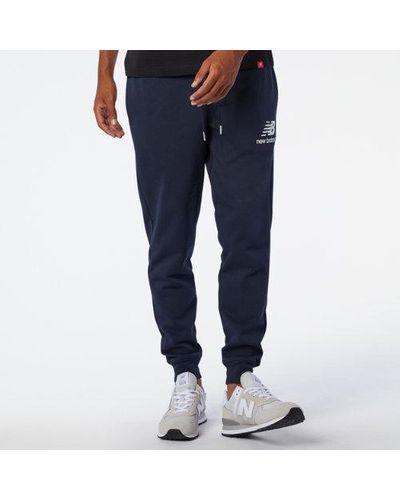 New Balance Homme Essentials Stacked Logo Sweatpants En, Cotton, Taille - Bleu