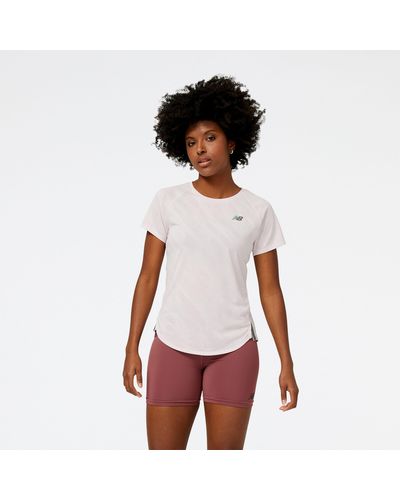 New Balance Q speed jacquard short sleeve in rosa - Bianco