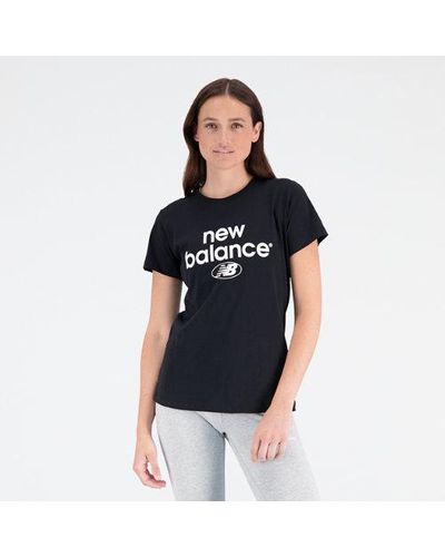 New Balance Femme Essentials Reimagined Archive Cotton Jersey Athletic Fit T-Shirt En, Taille - Bleu