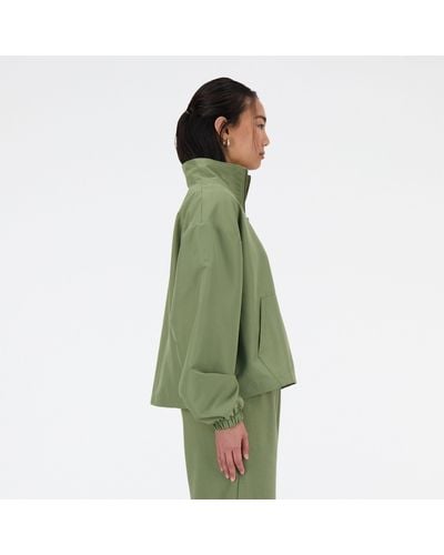 New Balance Sport Essentials Oversized Jacket In Green Polywoven