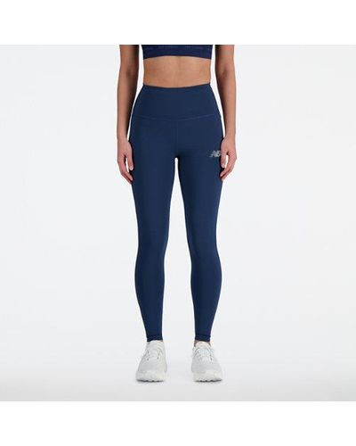 New Balance Femme Nb Sleek High Rise Legging 27&Quot; En, Poly Knit, Taille - Bleu