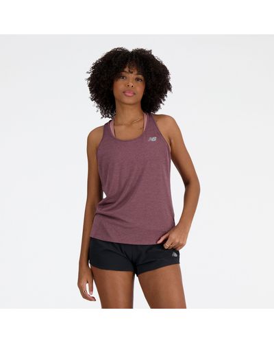 New Balance Athletics Tank In Brown Poly Knit - Purple