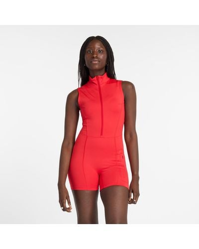 New Balance District Vision X Bodysuit In Poly Knit - Red