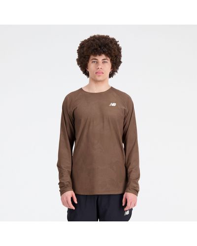 New Balance Q speed jacquard long sleeve in marrone