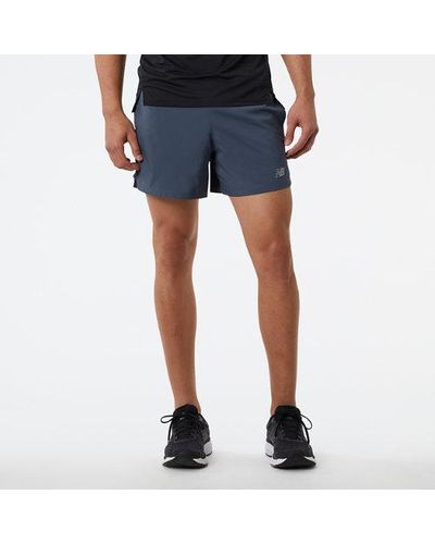 New Balance Homme Short Accelerate 5 Inch En, Polywoven, Taille - Bleu