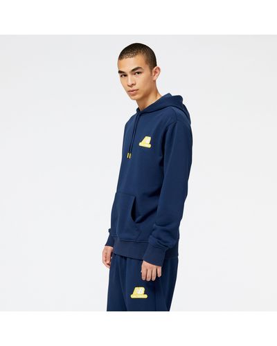 New Balance Nb Essentials Stacked Rubber Po Hoodie - Blauw