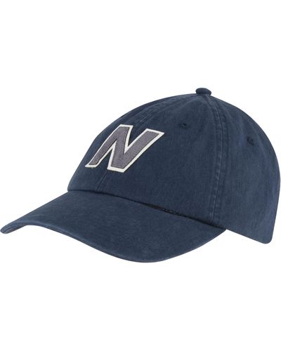 New Balance , , 6 Panel Block N Snapback Hat, Stylish Casual Spring Summer Cap, One Size, Nb Navy - Blue