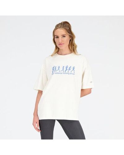 New Balance Femme T-Shirt Athletics Remastered Cotton Jersey Oversized En, Taille - Blanc
