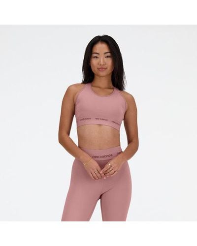 New Balance Femme Nb Sleek Medium Support Sports Bra En, Poly Knit, Taille - Rouge