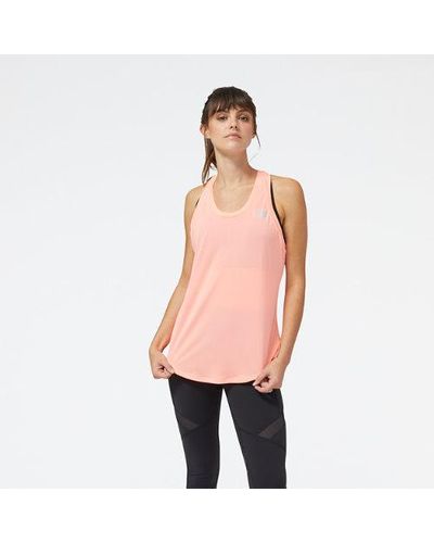 New Balance Femme Accelerate Tank En, Poly Knit, Taille - Rouge