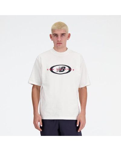 New Balance Homme Archive Oversized T-Shirt En, Cotton, Taille - Blanc