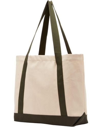 New Balance Linear Heritage Canvas Tote Bag In Green Cotton - Natural