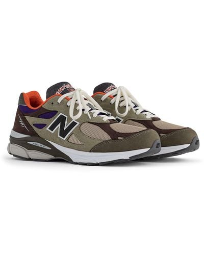 New Balance Made In Usa 990v3 In Brown/blue Leather - Multicolour