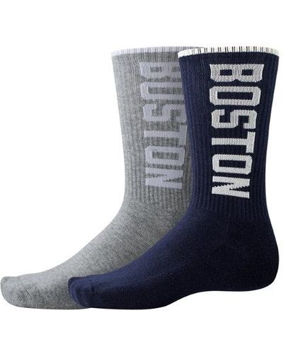 New Balance Unisexe Boston Crew Socks 2 Pack En Gris/Noir/, Cotton, Taille - Bleu