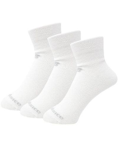 New Balance Performance Cotton Flat Knit Ankle Socks 3 Pack - Blanc
