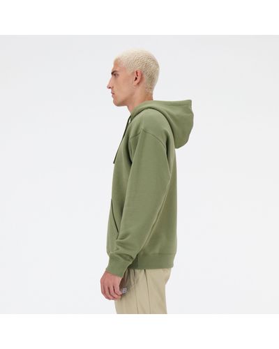 New Balance Iconic Collegiate Graphic Hoodie In Green Poly Fleece