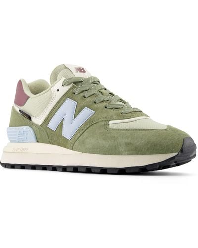 New Balance 574 Legacy In Grey/blue Suede/mesh - Green
