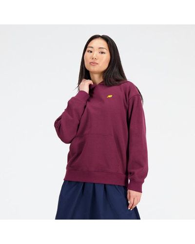 New Balance Femme Sport Essentials Premium Fleece Hoodie En, Cotton Fleece, Taille - Violet