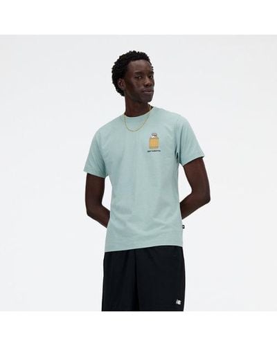 New Balance Homme Sport Essentials Barrel Runner T-Shirt En, Cotton, Taille - Bleu