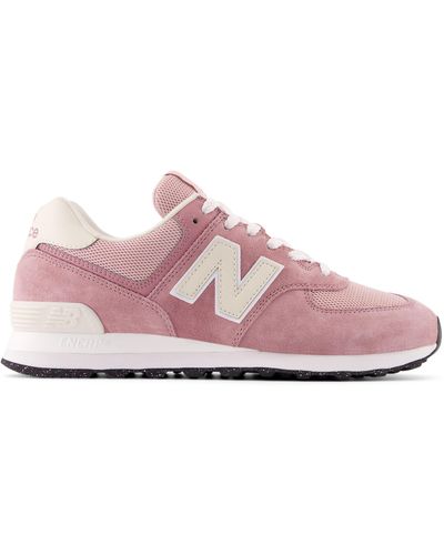 New Balance 574 In Pink/beige Suede/mesh