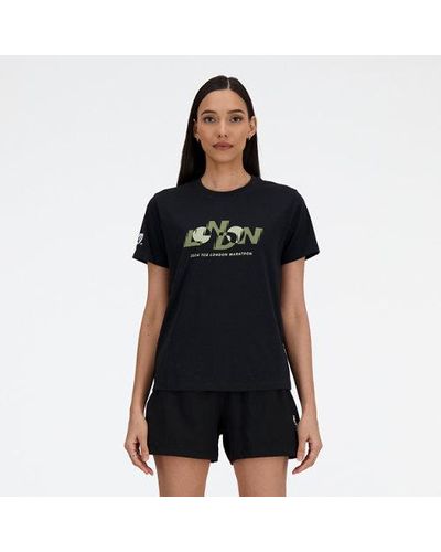 New Balance Femme London Edition Graphic T-Shirt En, Cotton Jersey, Taille - Noir