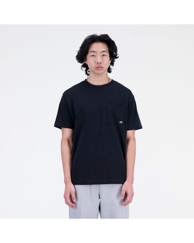 New Balance T-shirt essentials reimagined cotton jersey short sleeve t-shirt in nero - Blu