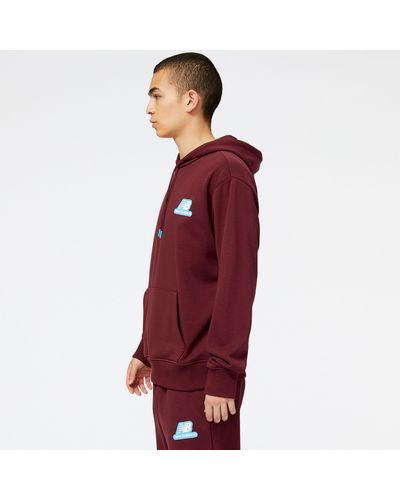 New Balance Nb Essentials Stacked Rubber Po Hoodie - Rood