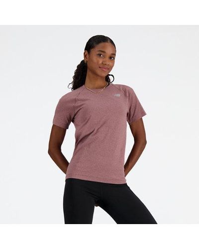New Balance Femme Knit Slim T-Shirt En, Poly Knit, Taille - Violet