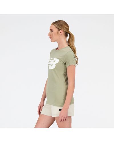 New Balance Classic Flying Nb Graphic T-shirt In Green Cotton - Natural