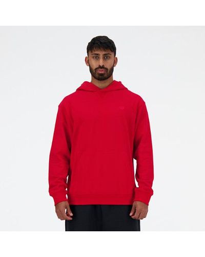 New Balance Homme Athletics French Terry Hoodie En, Cotton Fleece, Taille - Rouge