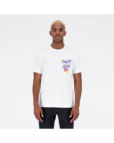 New Balance Essentials reimagined graphic cotton jersey short sleeve t-shirt - Blanco