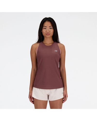 New Balance Jacquard Slim Tank In Brown Poly Knit - Red