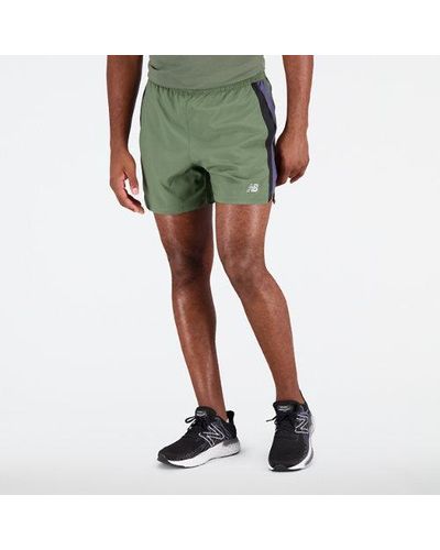 New Balance Homme Short Accelerate 5 Inch En, Polywoven, Taille - Vert