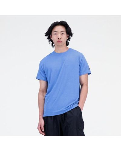 New Balance Homme T-Shirt R.W. Tech With Dri-Release En, Poly Knit, Taille - Bleu