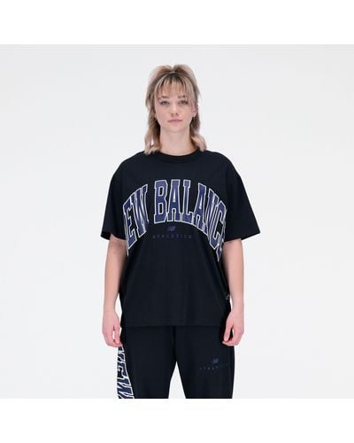 New Balance Uni-ssentials Warped Classics Cotton Jersey T-Shirt - Blau
