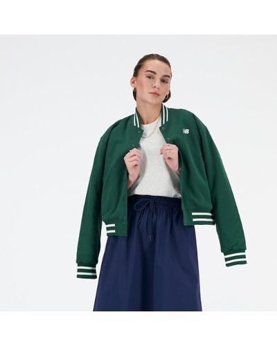 New Balance Femme Sportswear'S Greatest Hits Varsity Jacket En, Cotton, Taille - Vert