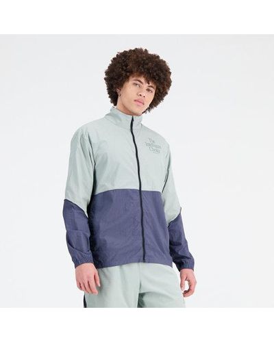 New Balance Homme Graphic Impact Run Packable Jacket En, Polywoven, Taille - Bleu
