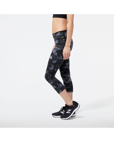 New Balance Printed Accelerate Capri In Poly Knit - Blue